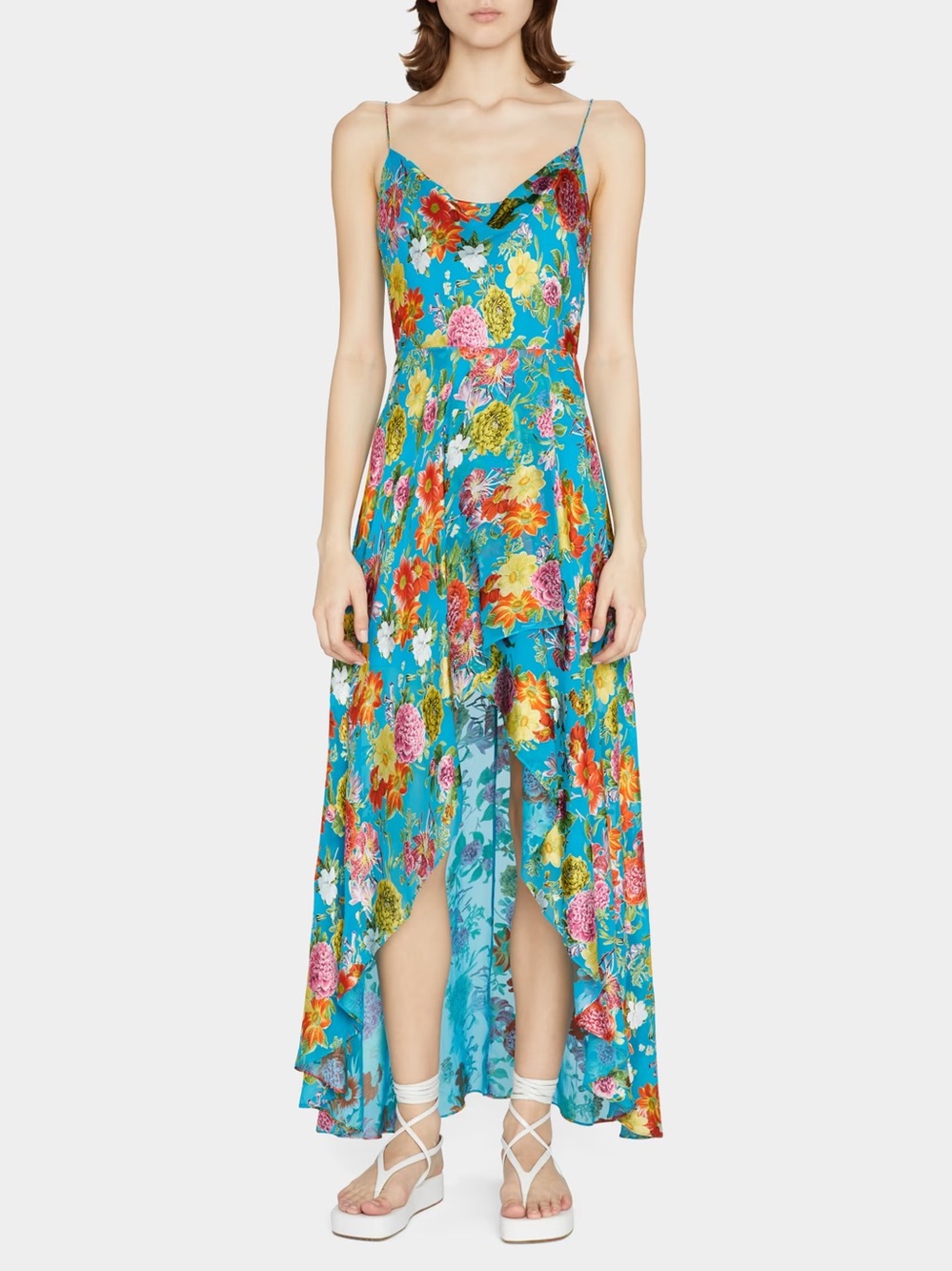 Alice + Olivia Women’s Blue Floral Silk Blend High Low Maxi Dress Size 2 $495